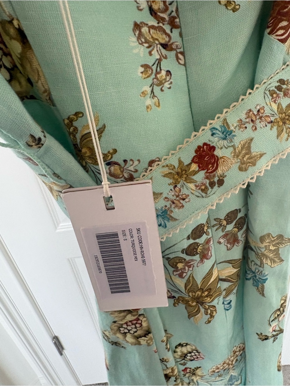 Hemant and Nandita Mint Floral Belted Midi Dress - Picture 4 of 4
